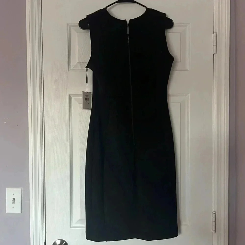 Calvin Klein Sleeveless Seam Front Scuba Crepe Crew Neck Sheath Dress Size 6 - Picture 7 of 8